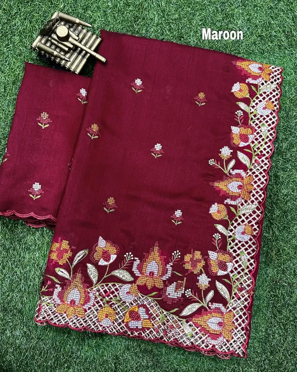Maroon_Visca_Slub_Silk_Premium_Embroidered_Work_Saree_For_Women