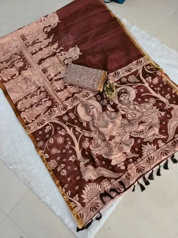 Marron_Linen_Premium_Digital_Print_For_Women