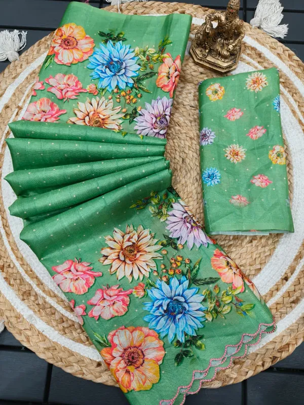 Green_Tussar_Silk_Premium_Digital_Print_Saree_For_Women