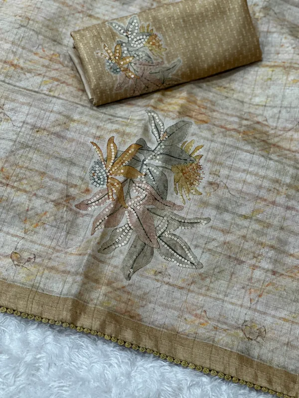 Kathai_Pure_tusser_linen_Digital_Print_Saree_With_Unstitched_Blouse_For_Women