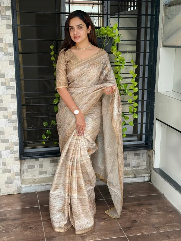 Kathai_Pure_tusser_linen_Digital_Print_Saree_With_Unstitched_Blouse_For_Women