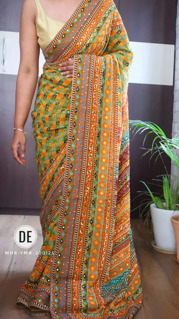 Golden_Masakali_Georgette_Premium_Digital_Print_&_Mirror_Work_Saree_For_Women