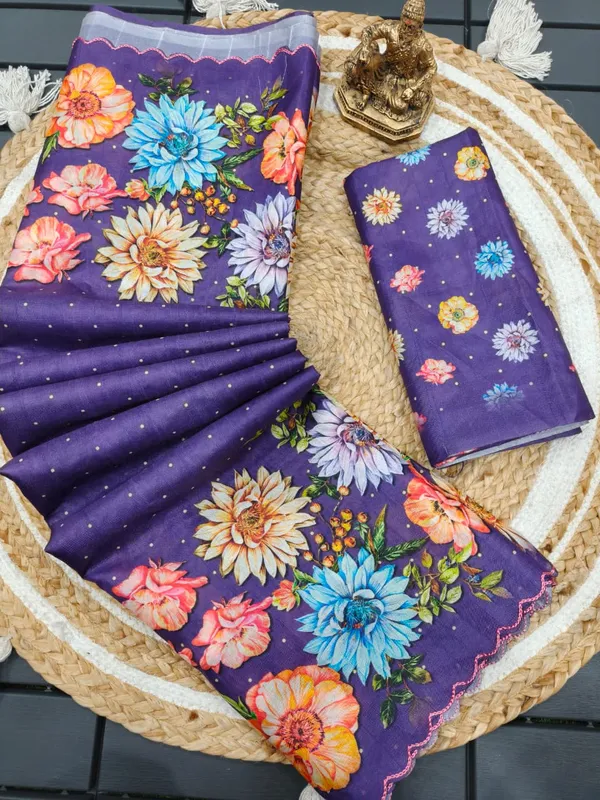 Blue_Tussar_Silk_Premium_Digital_Print_Saree_For_Women