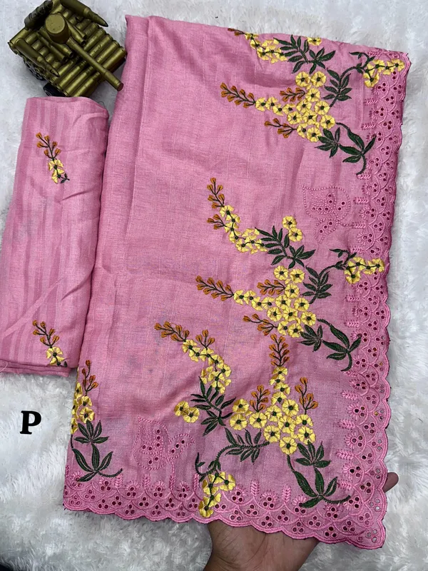 Pink_Tusser_Cotton_Premium_Embroidered_Work_Saree_For_Women
