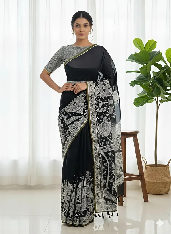 Black_Linen_Premium_Digital_Print_For_Women