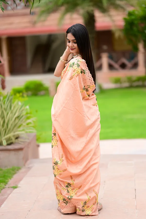 Soft_Peach_Tusser_Cotton_Premium_Embroidered_Work_Saree_For_Women