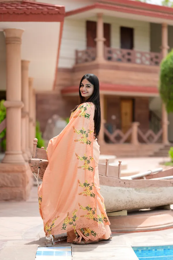 Soft_Peach_Tusser_Cotton_Premium_Embroidered_Work_Saree_For_Women