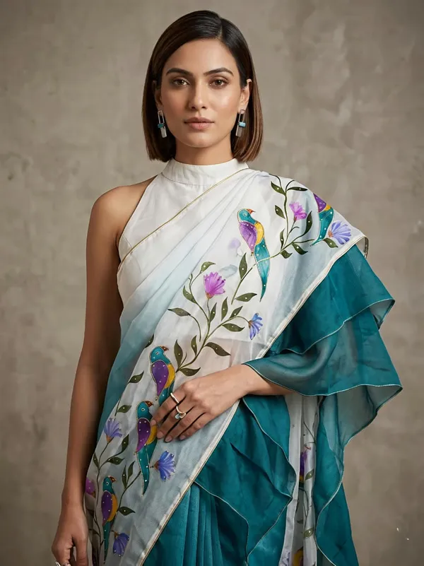 Light_Blue_Linen_Premium_kalamkari_print_For_Women