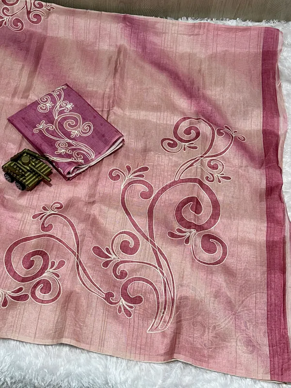 Pink_linen_cotton_katha_work_Saree_With_Unstitched_Blouse_For_Women