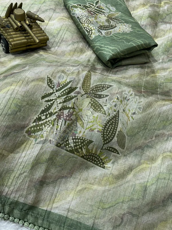 Light_green_Pure_tusser_linen_Digital_Print_Saree_With_Unstitched_Blouse_For_Women