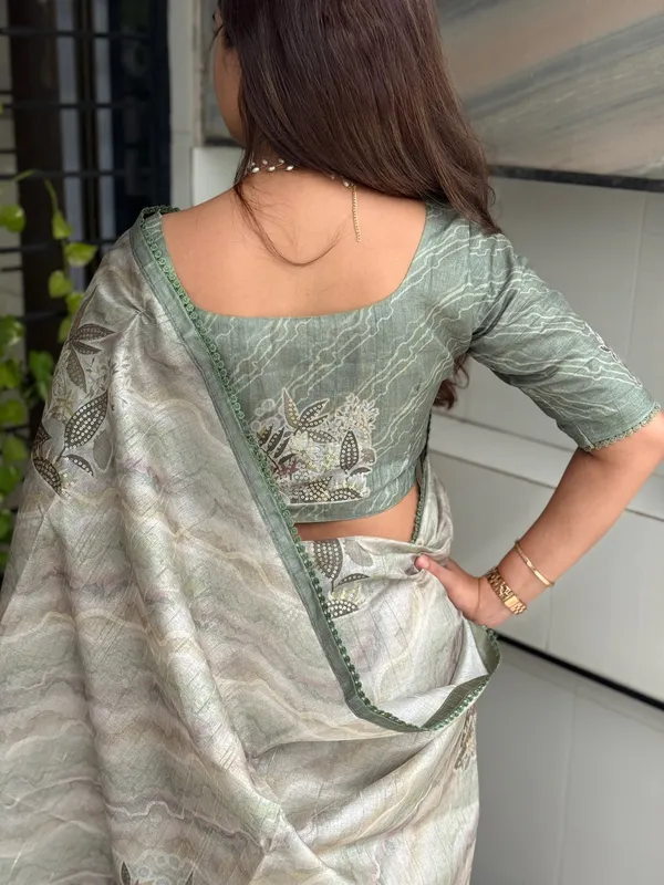 Light_green_Pure_tusser_linen_Digital_Print_Saree_With_Unstitched_Blouse_For_Women