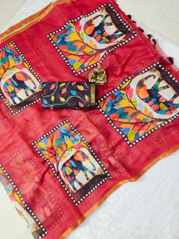 red_Linen_Premium_Digital_Print_For_Women