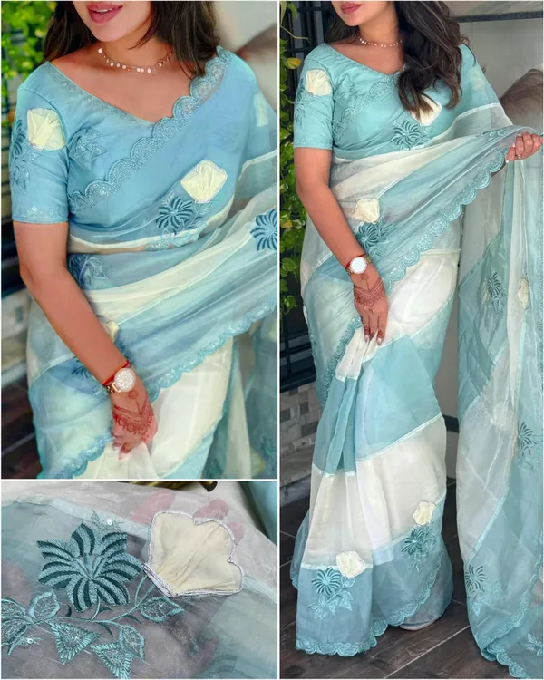 Light_Blue_Crystal_Organza_Premium_Embroidered_Work_Saree_For_Women
