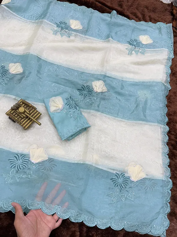 Light_Blue_Crystal_Organza_Premium_Embroidered_Work_Saree_For_Women