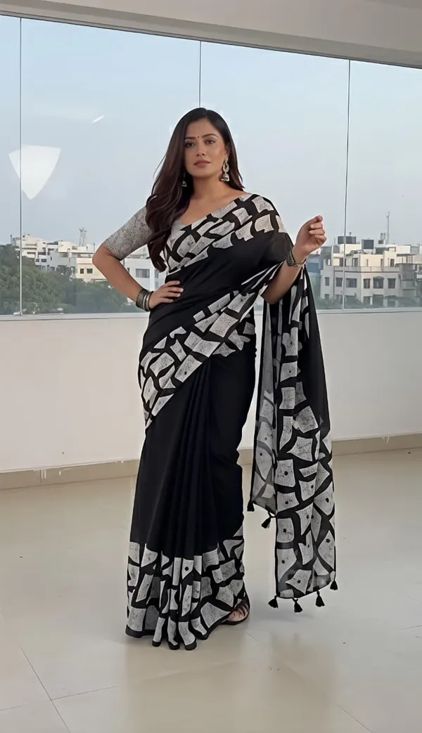 Black_georgette_Premium_Digital_Print_For_Women
