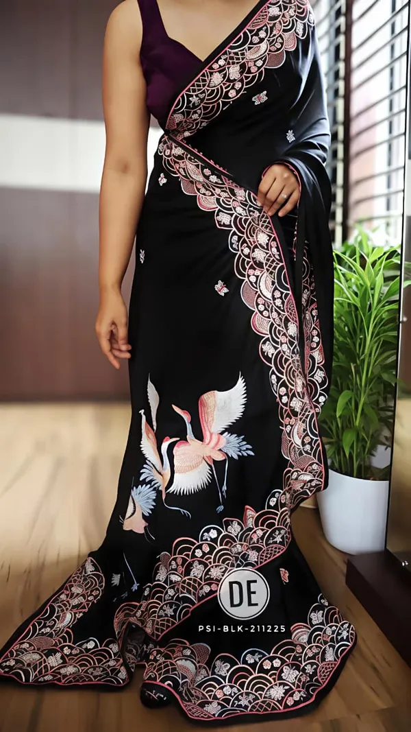 Black_tussar_silk_saree_Premium_Digital_Print_For_Women