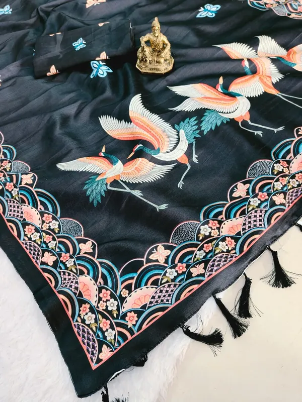 Black_tussar_silk_saree_Premium_Digital_Print_For_Women