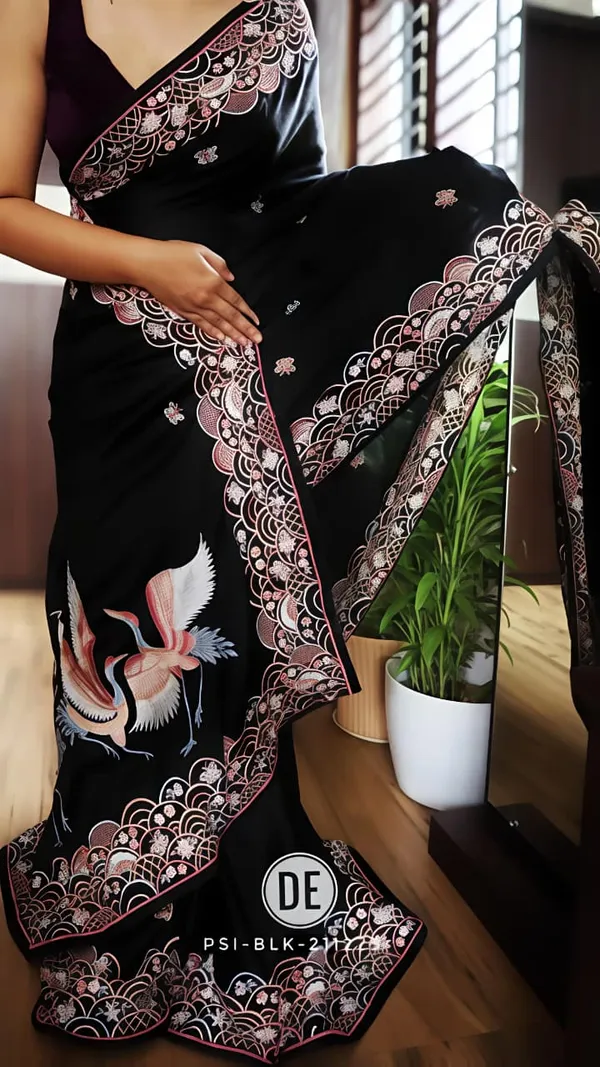 Black_tussar_silk_saree_Premium_Digital_Print_For_Women
