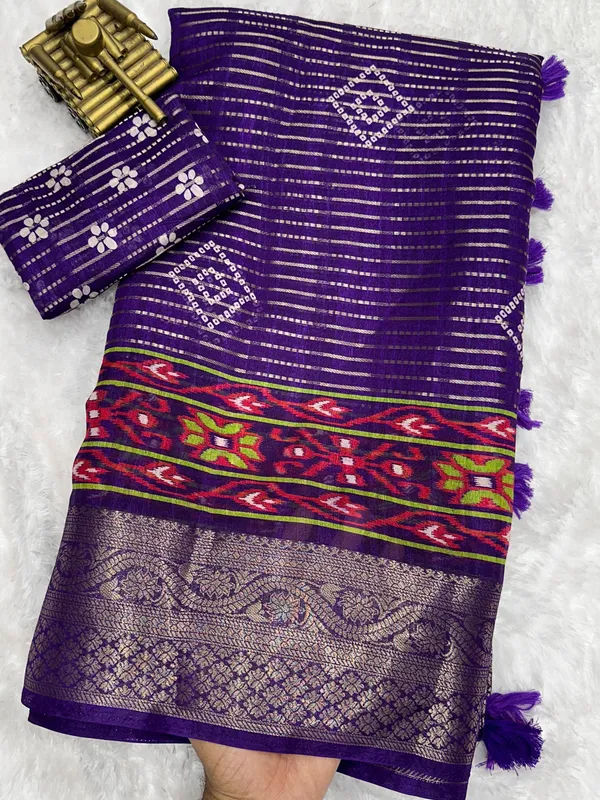 Blue_Muslin_Cotton_Zari_Jacquard_Premium_Bandhani_Printed_Saree_For_Women