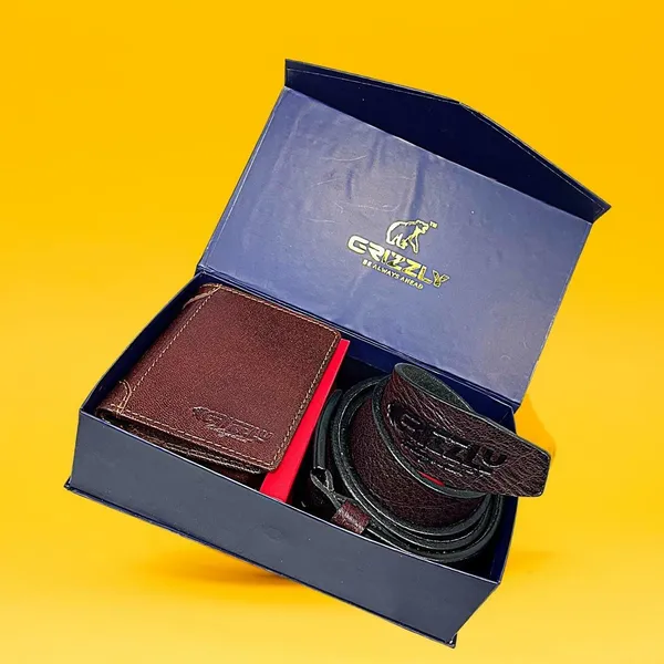 Grizzly__Mens_Combo_Genuine__Leather_Wallet_And_Belt