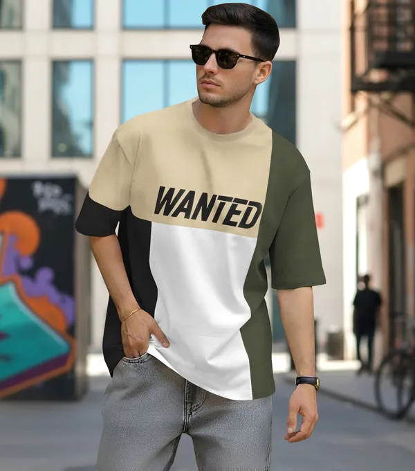 BEING_WANTED_Colorblock_Men_Round_Neck_Multicolor_T-Shirt