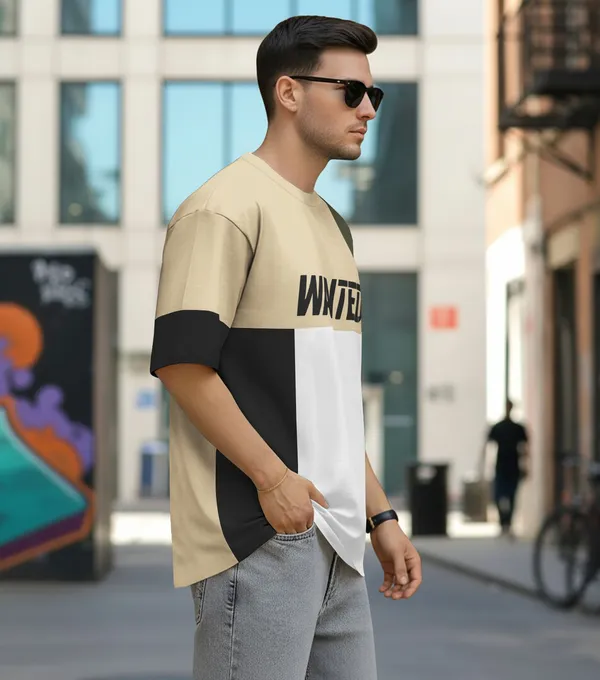 BEING_WANTED_Colorblock_Men_Round_Neck_Multicolor_T-Shirt