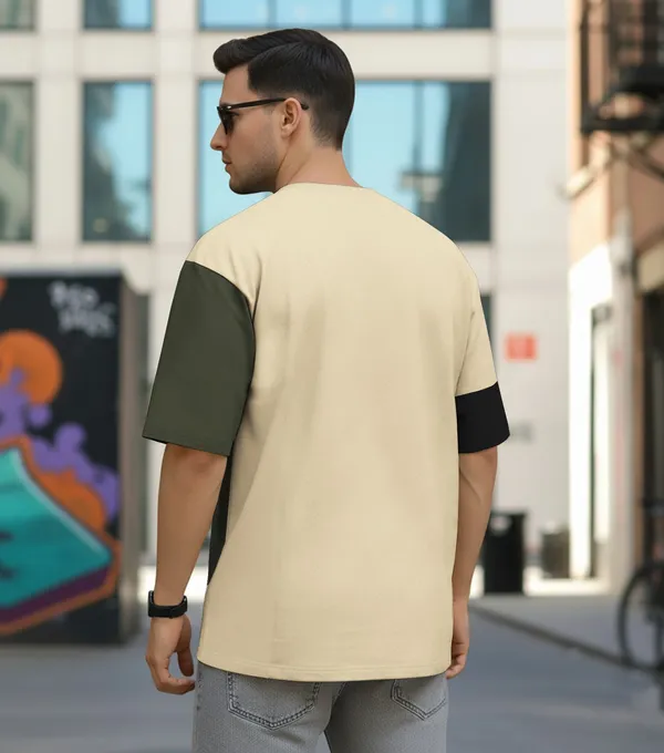 BEING_WANTED_Colorblock_Men_Round_Neck_Multicolor_T-Shirt