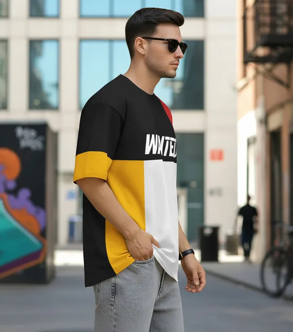 BEING_WANTED_Colorblock_Men_Round_Neck_Multicolor_T-Shirt