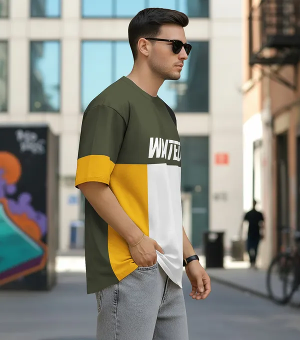 BEING_WANTED_Colorblock_Men_Round_Neck_Multicolor_T-Shirt