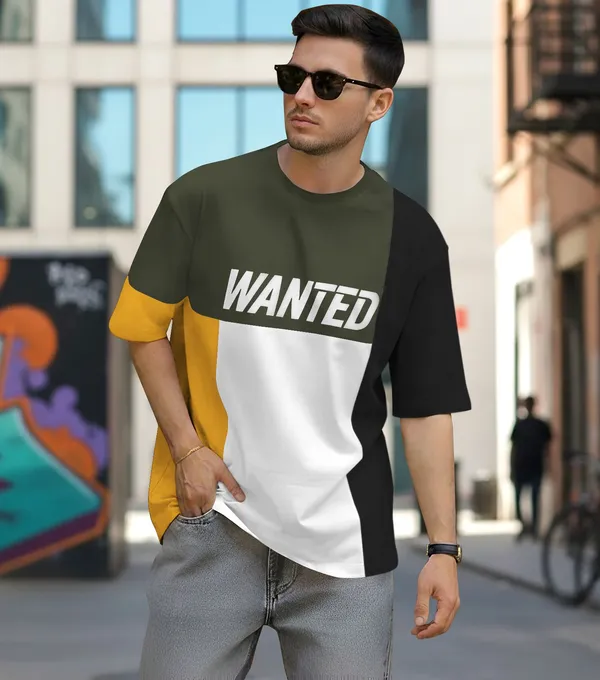 BEING_WANTED_Colorblock_Men_Round_Neck_Multicolor_T-Shirt