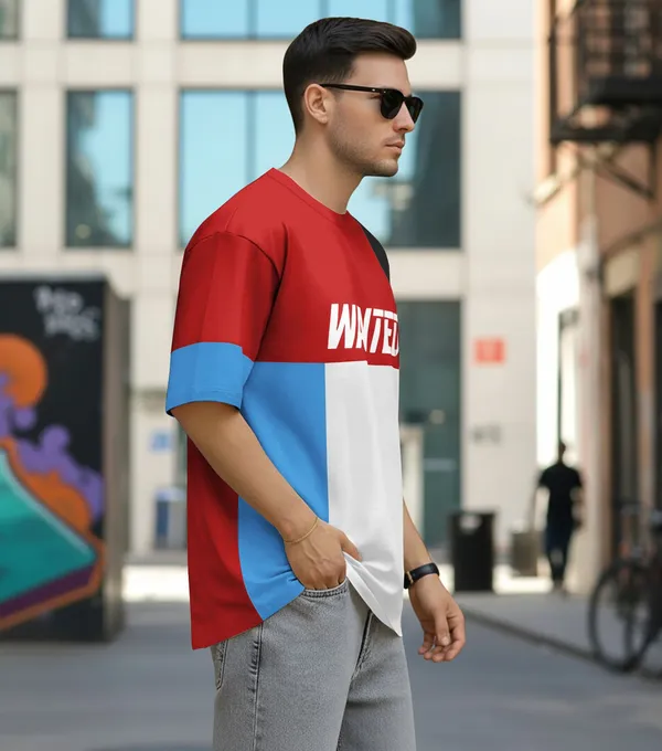 BEING_WANTED_Colorblock_Men_Round_Neck_Multicolor_T-Shirt
