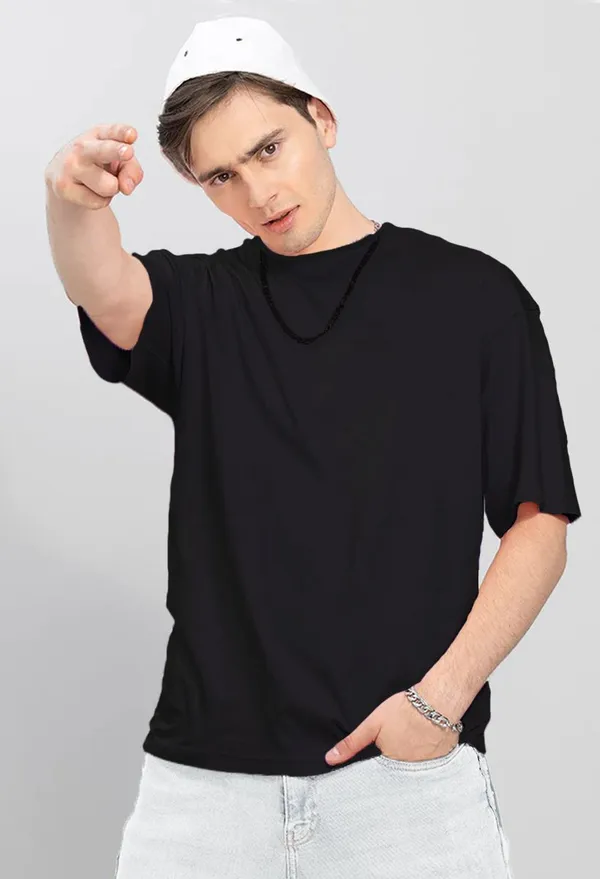 BEING_WANTED_Solid_Men_Round_Neck_Black_T-Shirt