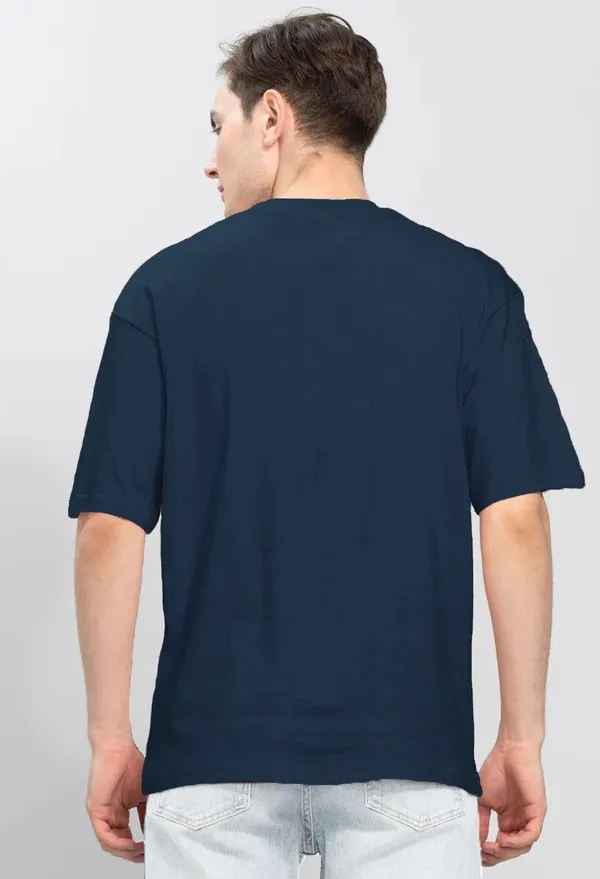 BEING_WANTED_Solid_Men_Round_Neck_Dark_Blue_T-Shirt