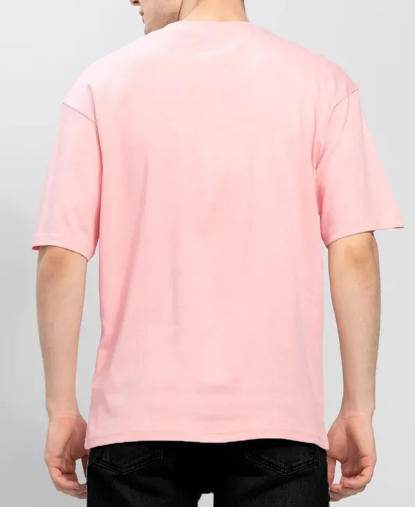 BEING_WANTED_Solid_Men_Round_Neck_Pink_T-Shirt