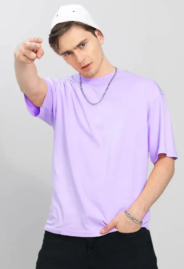 BEING_WANTED_Solid_Men_Round_Neck_Purple_T-Shirt