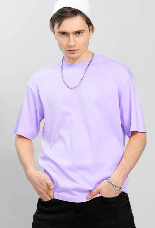 BEING_WANTED_Solid_Men_Round_Neck_Purple_T-Shirt