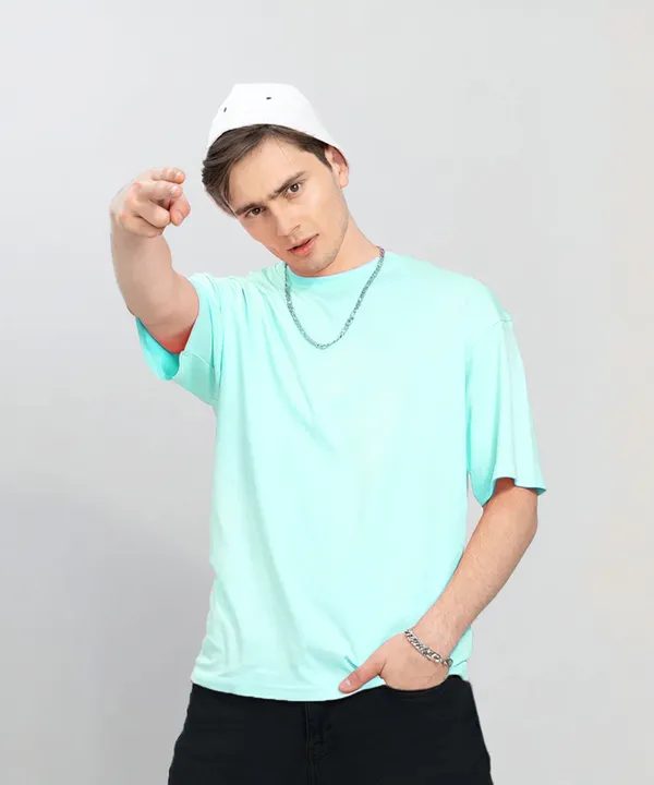 BEING_WANTED_Solid_Men_Round_Neck_Light_Blue_T-Shirt