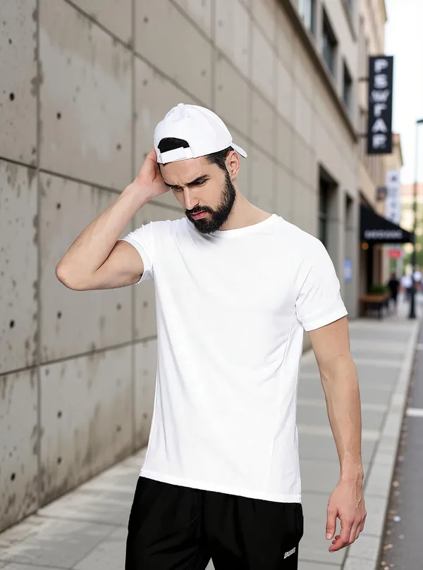 BEING_WANTED_Solid_Men_Round_Neck_White_T-Shirt