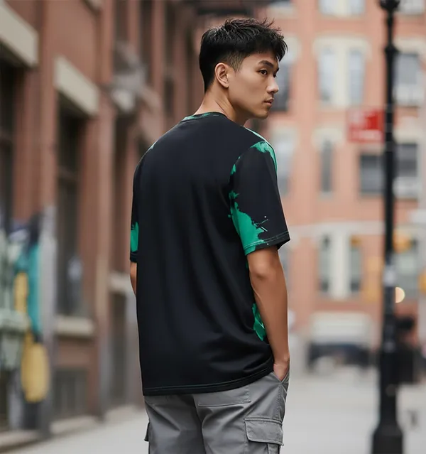 BEING_WANTED_Graphic_Print_Men_Round_Neck_Black,_Green_T-Shirt