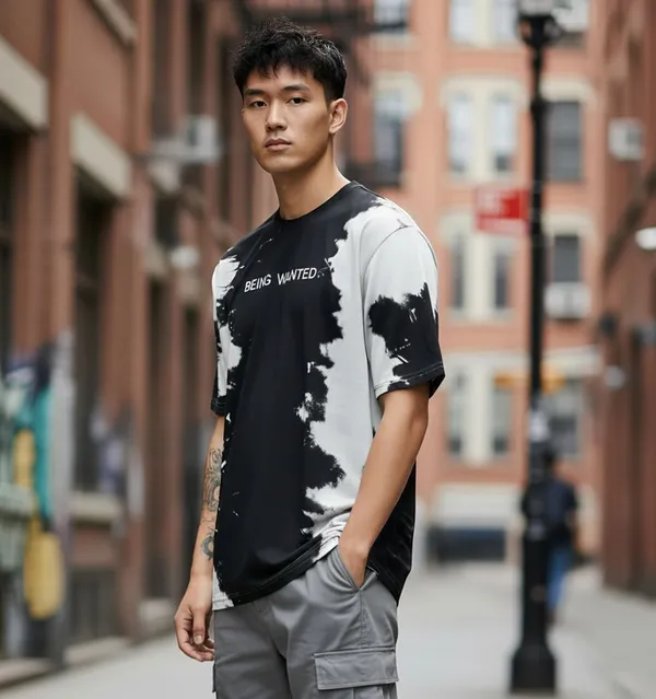 BEING_WANTED_Graphic_Print_Men_Round_Neck_Black,_White_T-Shirt