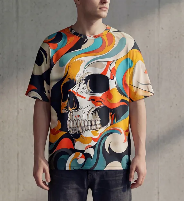 BEING_WANTED_Abstract,_Printed_Men_Crew_Neck_Multicolor_T-Shirt