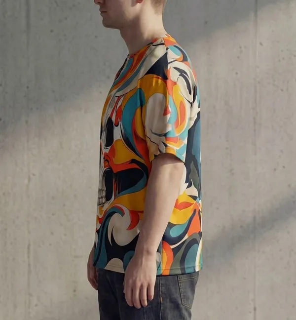 BEING_WANTED_Abstract,_Printed_Men_Crew_Neck_Multicolor_T-Shirt