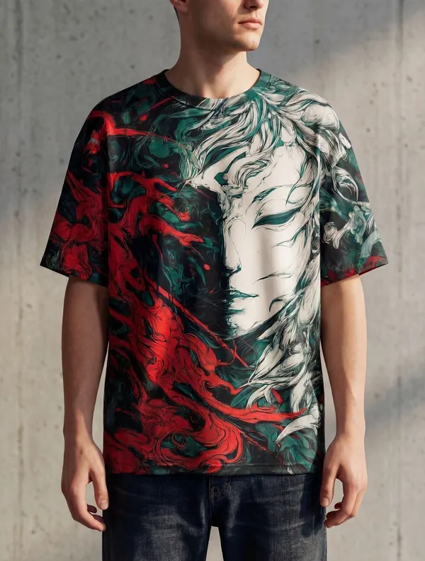BEING_WANTED_Abstract,_Printed_Men_Crew_Neck_Multicolor_T-Shirt