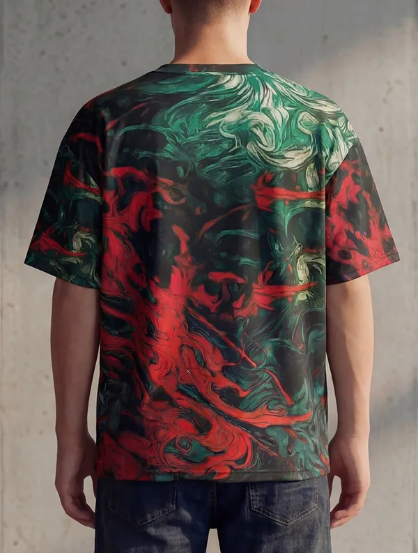 BEING_WANTED_Abstract,_Printed_Men_Crew_Neck_Multicolor_T-Shirt