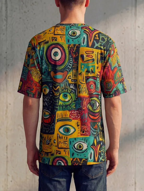 BEING_WANTED_Abstract,_Printed_Men_Crew_Neck_Multicolor_T-Shirt