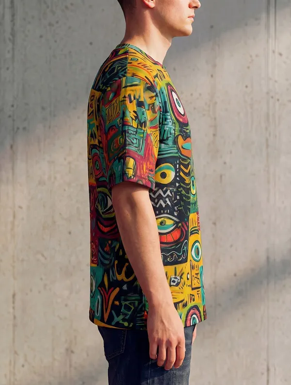 BEING_WANTED_Abstract,_Printed_Men_Crew_Neck_Multicolor_T-Shirt