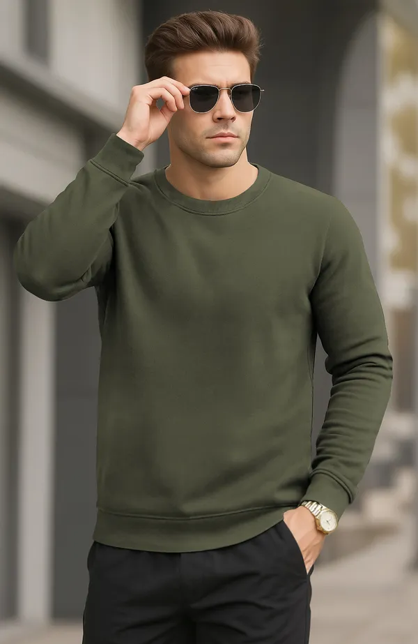 Dark_Green_Premium_Pure_Cotton_Full_Sleeve_Sweatshirt_For_Men