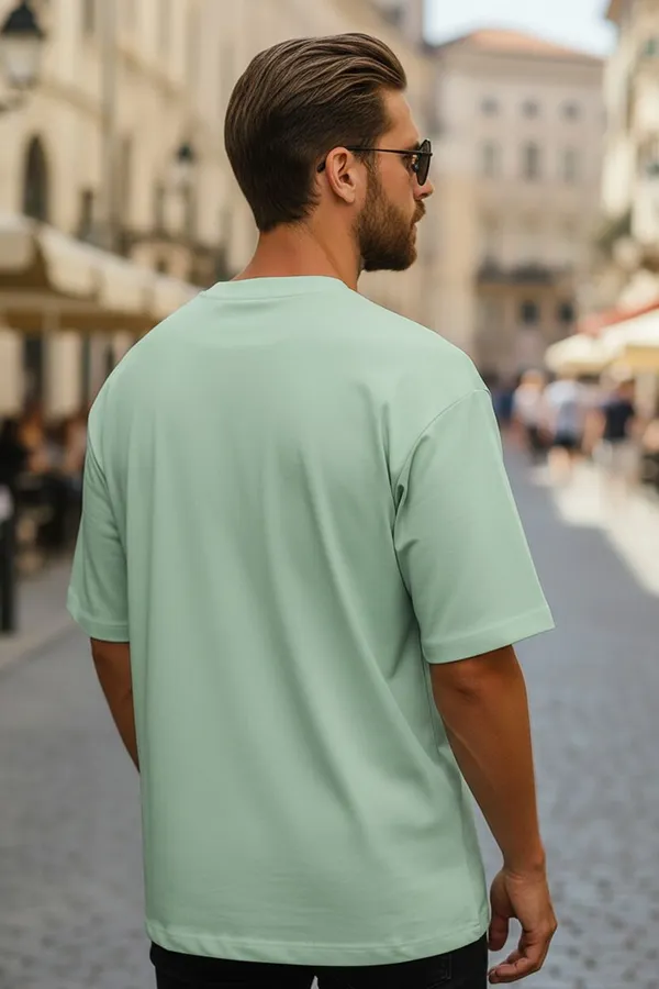 BEING_WANTED_Typography_Men_Round_Neck_Light_Green_T-Shirt