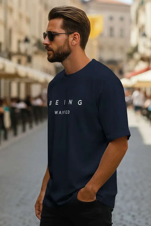 BEING_WANTED_Typography_Men_Round_Neck_Navy_Blue_T-Shirt