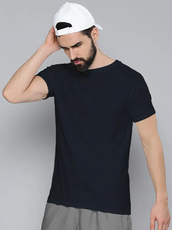 BEING_WANTED_Solid_Men_Round_Neck_Black_T-Shirt